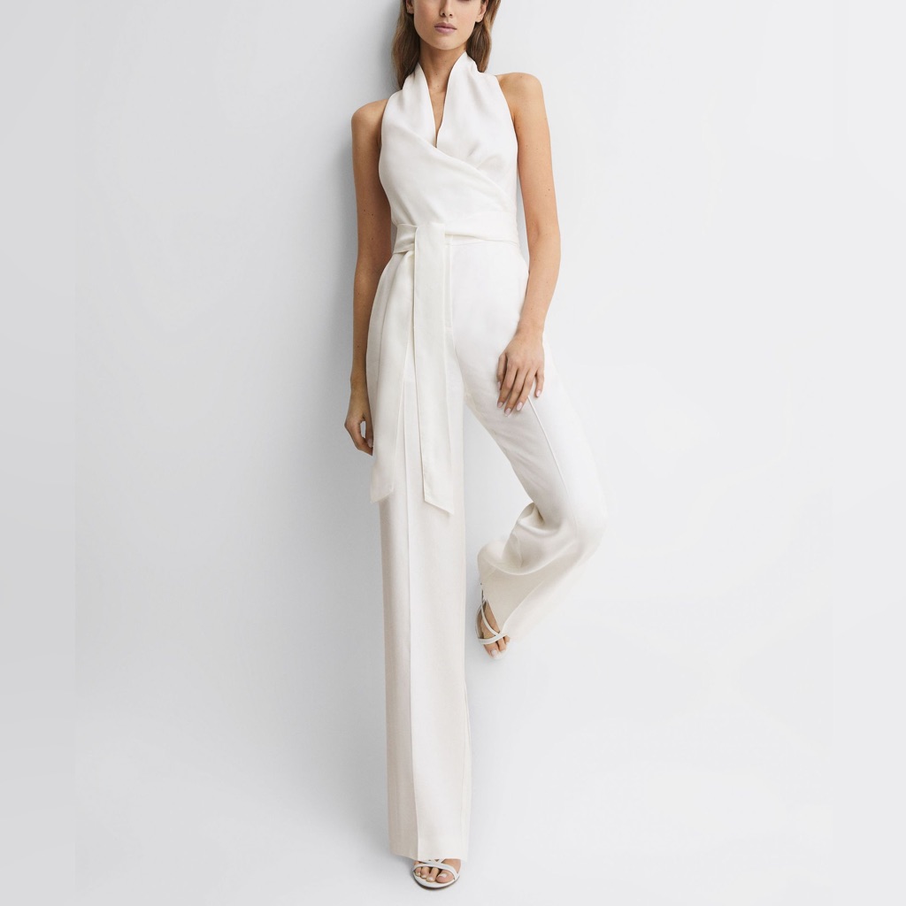 Reiss: Halter Neck Linen Blend Jumpsuit